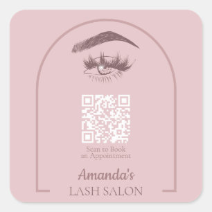 Rosa Eleganter Arc Beauty Salon QR Code Quadratischer Aufkleber