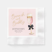 Rosa Eleganter Brunch und Bubbly Brautparty Serviette (Vorderseite)