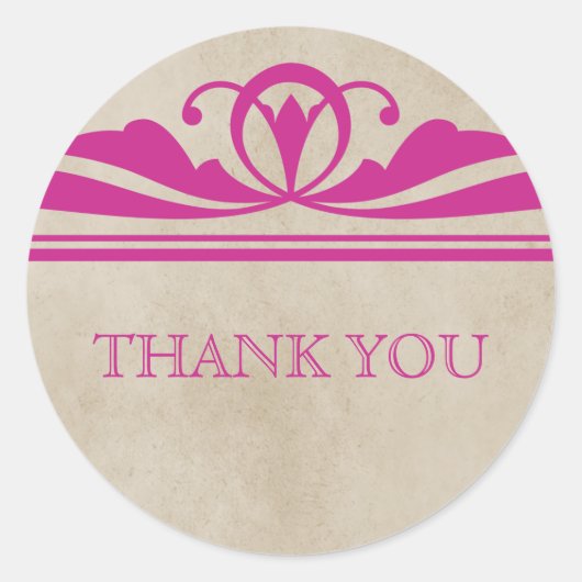 Rosa Eleganter Deko Danke Stickers (Vorderseite)