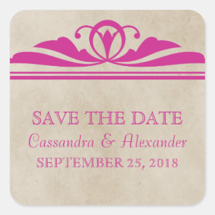 Rosa Eleganter Deko Save the Date Stickers