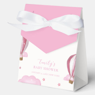 Rosa eleganter Heißluftballon Mädchen Baby Shower Geschenkschachtel