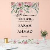 Rosa eleganter islamischer Hochzeitstil Acrylschild (Hochzeit)