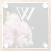 Rosa Eleganter Monogram, Blumenglas-Untersetzer Glasuntersetzer (Rückseite)