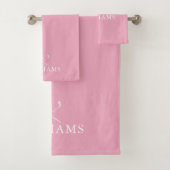 Rosa Eleganter Personalisierter Name Golfklubs Badhandtuch Set (Insitu)