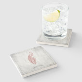 Rosa Eleganter Pfau Personalisiert Stone Untersetz Steinuntersetzer (Seitenansicht)