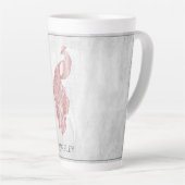Rosa Eleganter Pfau Personalisierte Latte-Tasse Milchtasse (Rechte Ecke)