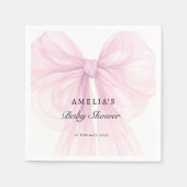 Rosa eleganter Schleifen-Baby-Shower Serviette (Vorderseite)