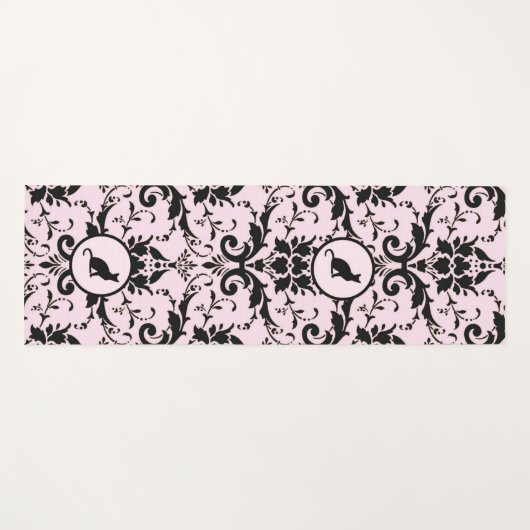 Rosa elegantes Cat Damask Muster Yogamatte (Vorderseite (Horizontal))
