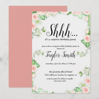 Rosa elegantes Floral Überraschungs-Party laden Einladung