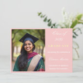 Rosa Elegantes Foto Einladung (Stehend Vorderseite)