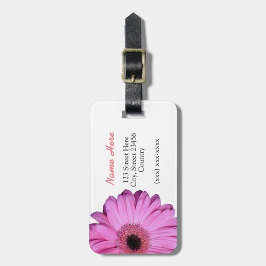 Rosa elegantes Gerbera-Gänseblümchen Gepäckanhänger (Vorderseite vertikal)