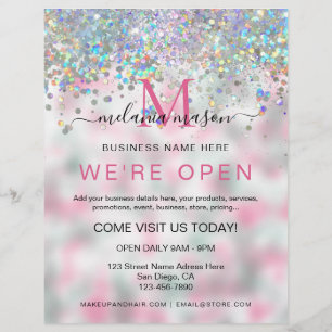 Rosa elegantes holografisches Glitter Wir sind geö Flyer