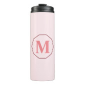 Rosa, elegantes Monogramm personalisiert Thermosbecher (Vorderseite)