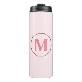 Rosa, elegantes Monogramm personalisiert Thermosbecher