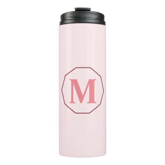 Rosa, elegantes Monogramm personalisiert Thermosbecher (Vorderseite)