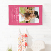 Rosa Elegantes Script Abschluss Foto Party Banner (Insitu)