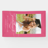 Rosa Elegantes Script Abschluss Foto Party Banner (Horizontal)