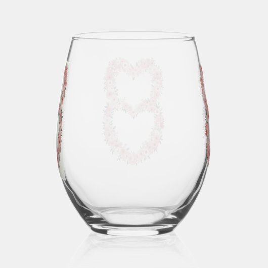 Rosa Elegantes Set mit Blumenrahmen Trinkbehälter Weinglas Ohne Stiel (Rechts)