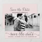 Rosa elegantes Skript Save-the-Date-Ankündigung Save The Date (Vorne/Hinten)