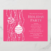 Rosa Elegantes Weihnachts-Party Corporate Holiday Folieneinladung (Vorderseite)