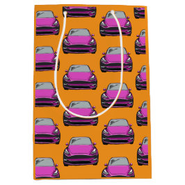 Rosa Elektrofahrzeug SUV Auto Orange Hintergrund Mittlere Geschenktüte