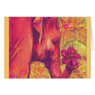 Rosa elepant mit Hibiskus