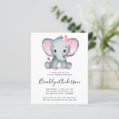 Rosa Elephant Baby Dusche Einladung (Stehend Vorderseite)