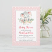 Rosa Elephant Baby Dusche Einladung (Stehend Vorderseite)