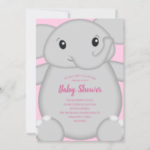Rosa Elephant Baby Dusche Einladung