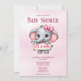 Rosa Elephant Baby Dusche Einladung