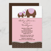Rosa Elephant & Baby Dusche Einladung (Vorne/Hinten)