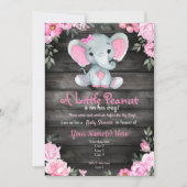 Rosa Elephant Baby Dusche Einladung, rustikal Einladung (Vorderseite)