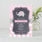 Rosa Elephant Baby Dusche Einladungen (Stehend Vorderseite)