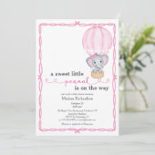 Rosa Elephant Baby Girl Dusche Einladung (Stehend Vorderseite)