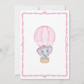 Rosa Elephant Baby Girl Dusche Einladung (Rückseite)