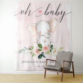 Rosa Elephant Babydusche Banner Foto Hintergrund Wandteppich