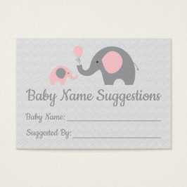 Rosa Elephant Babydusche Name Hinweis Karte