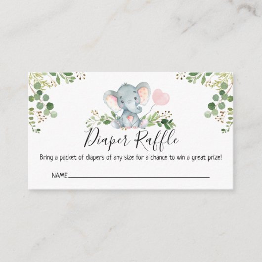 Rosa Elephant Babydusche Windelwanne Begleitkarte (Vorderseite)