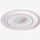 Rosa Elephant Ballerina in einem Tutu Tanzen Adora Pappteller (Schrägansicht)