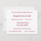 Rosa Elephant Country Dusche Einladung Wohnung (Rückseite)