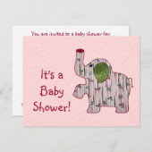 Rosa Elephant Country Dusche Einladung Wohnung (Vorne/Hinten)