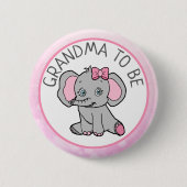 Rosa Elephant dachte Oma zu sein Baby Dusche Button (Vorderseite)