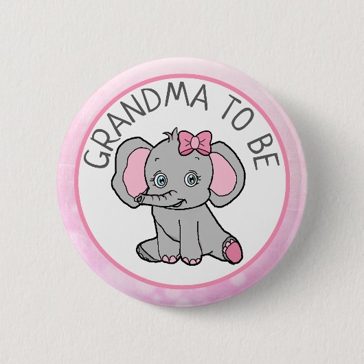 Rosa Elephant dachte Oma zu sein Baby Dusche Button (Vorderseite)