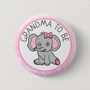 Rosa Elephant dachte Oma zu sein Baby Dusche Button