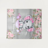 Rosa Elephant Floral Foto Hintergrund Kinderdusche Wandteppich (Vorderseite (Horizontal))