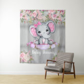 Rosa Elephant Floral Foto Hintergrund Kinderdusche Wandteppich (Beispiel)