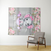 Rosa Elephant Floral Foto Hintergrund Kinderdusche Wandteppich (Beispiel (Horizontal))