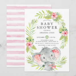 Rosa Elephant Girl Babydusche Einladung