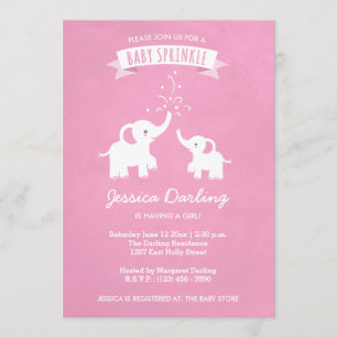 Rosa Elephant Girl Sprinkle Dusche Einladung