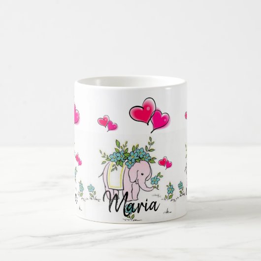 Rosa Elephant Rosa Herz Tasse (Mittel)